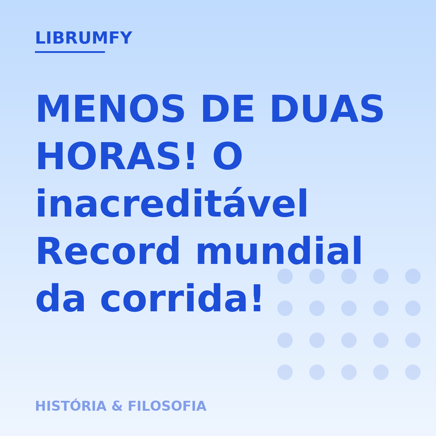 Capa de MENOS DE DUAS HORAS! O inacreditável Record mundial da corrida!