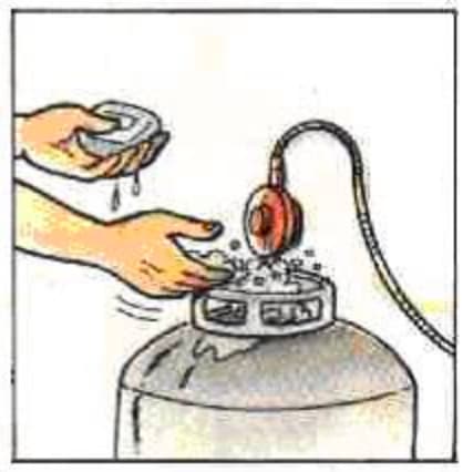 teste de vazamento de gás de cozinha